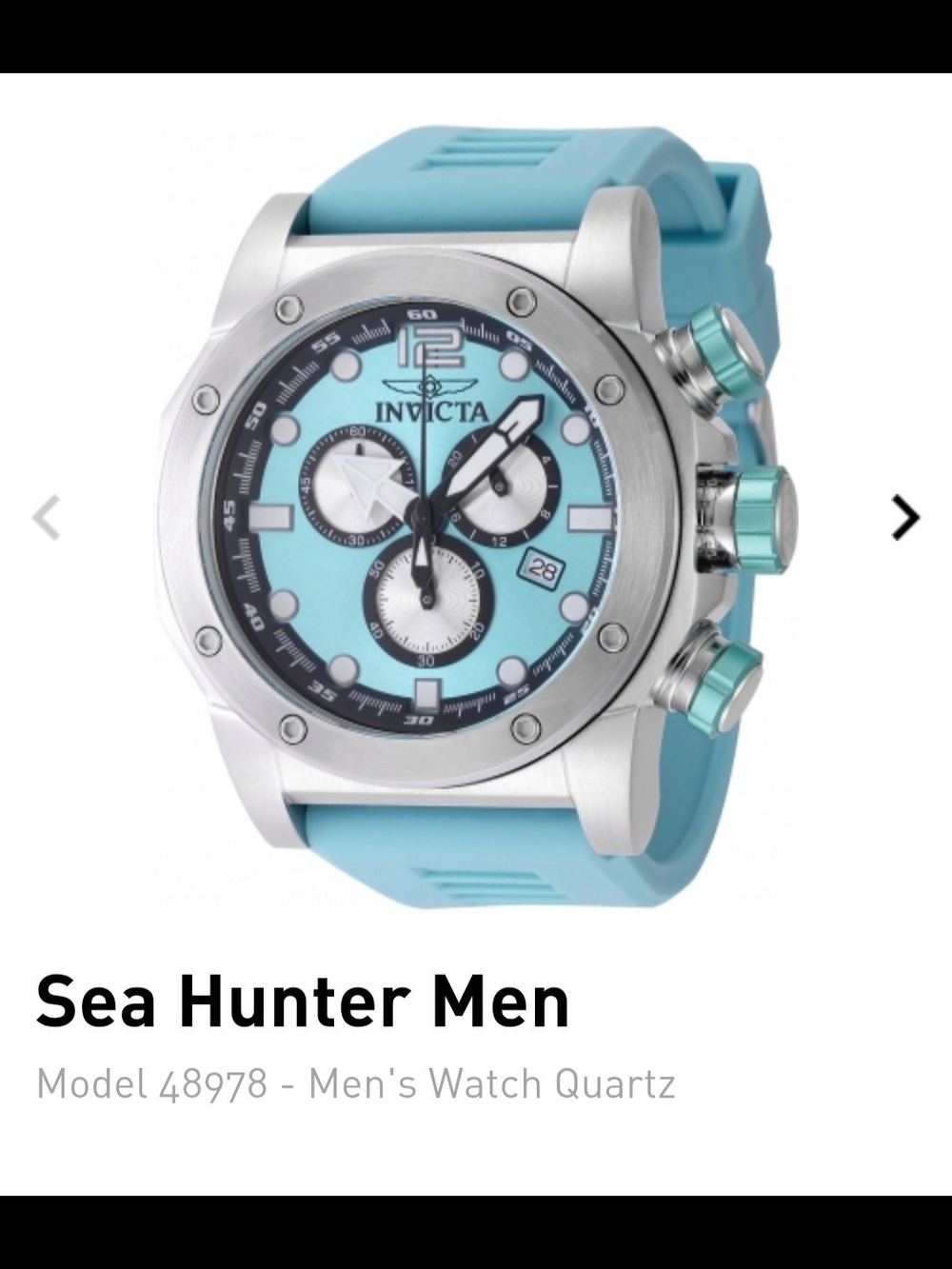 Invicta Turquoise Blue Chronograph Watch with Silver Case